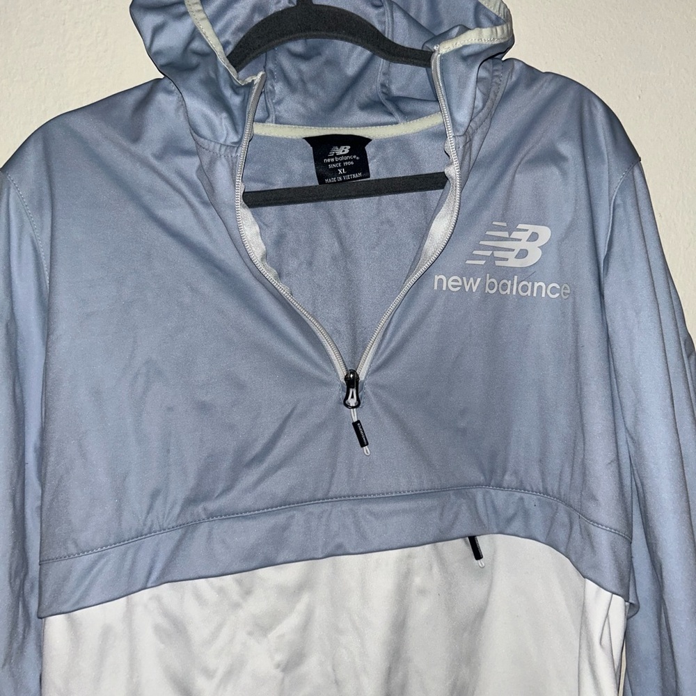 New Balance Sky Blue and White Quarter-Zip Windbreaker